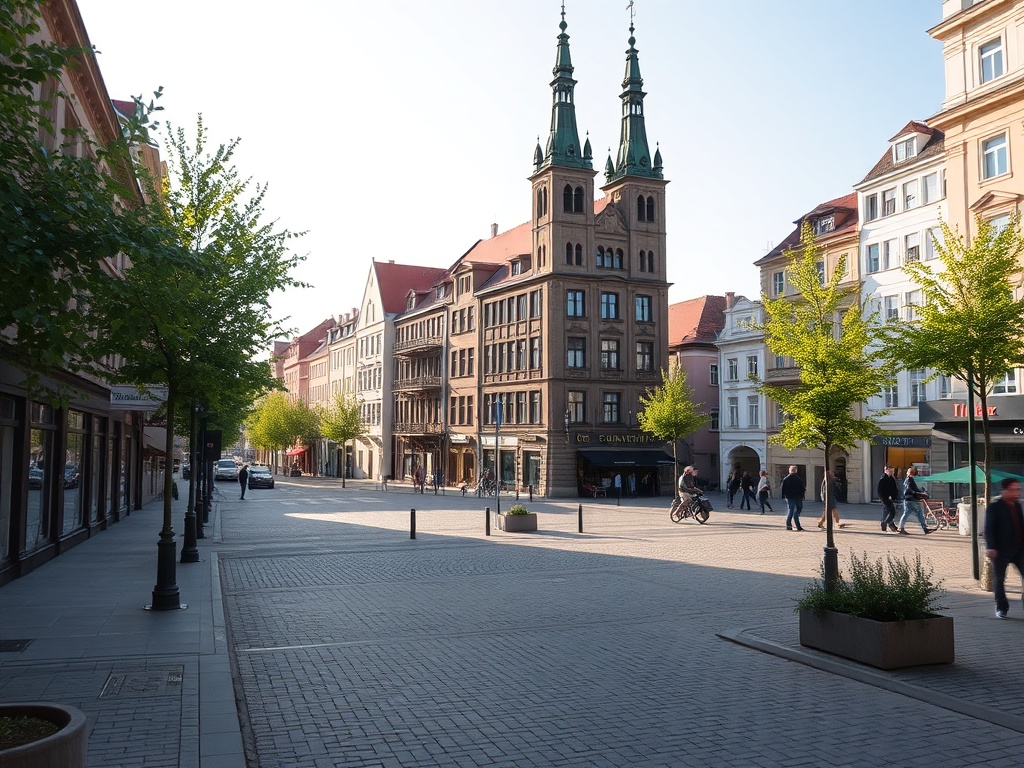 Mapa pokazująca rozmieszczenie infrastruktury usługowej w mieście Lubawa, z naciskiem na kluczowe obiekty.